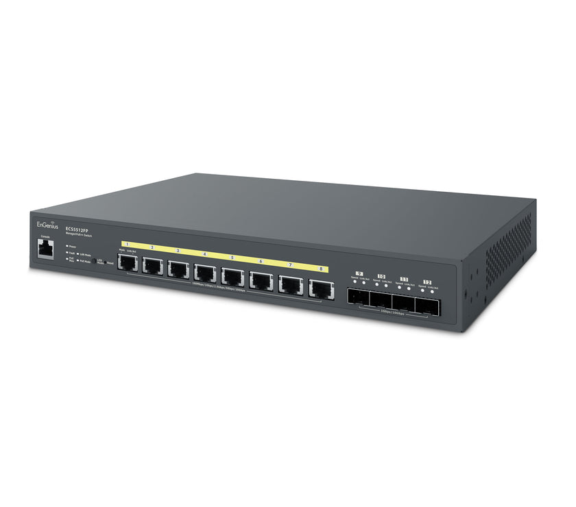 EnGenius ECS2512FP Cloud Managed 8-Port 240W PoE++ Multi Gigabit 2.5 Gb Switch