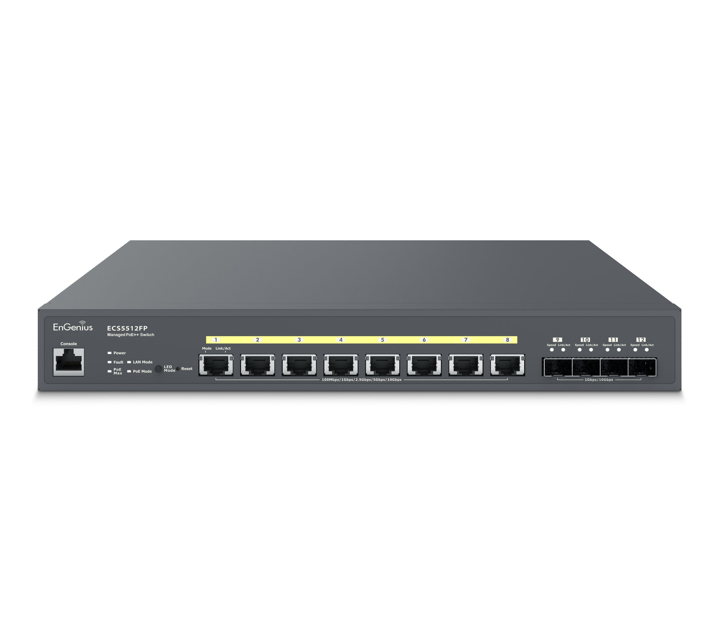 EnGenius ECS2512FP Cloud Managed 8-Port 240W PoE++ Multi Gigabit 2.5 Gb Switch