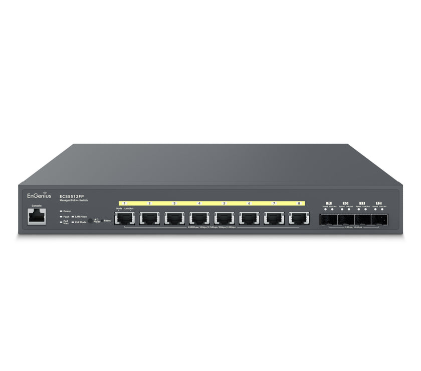 EnGenius ECS2512FP Cloud Managed 8-Port 240W PoE++ Multi Gigabit 2.5 Gb Switch