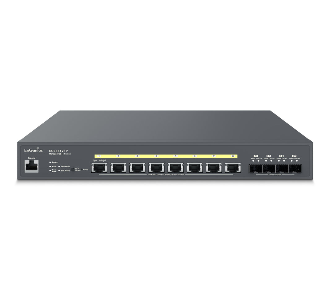 EnGenius ECS5512FP Cloud Managed 8-Port PoE++ 420W 10 Gigabit Switch