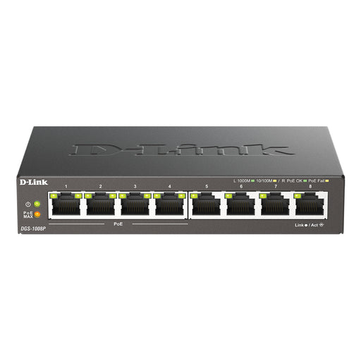 D-Link DGS-1008P-B 8-Port Desktop Gigabit PoE+ Switch