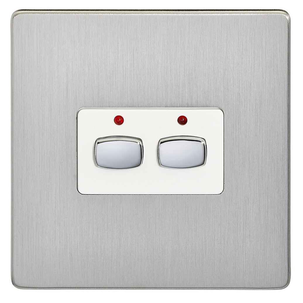 MiHome Smart Brushed Steel 2 Gang Light Switch