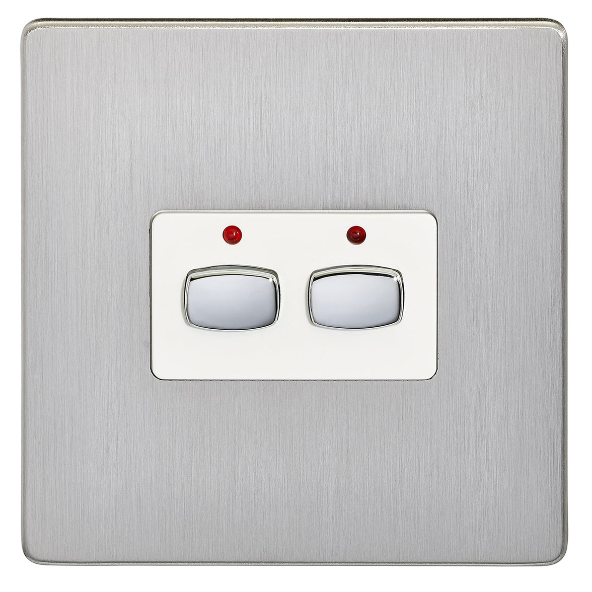MiHome Smart Brushed Steel 2 Gang Light Switch