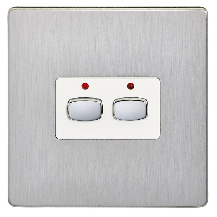 MiHome Smart Brushed Steel 2 Gang Light Switch