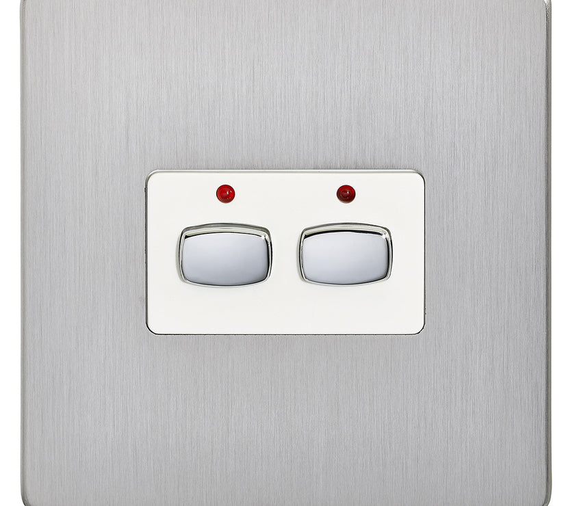 MiHome Smart Brushed Steel 2 Gang Light Switch