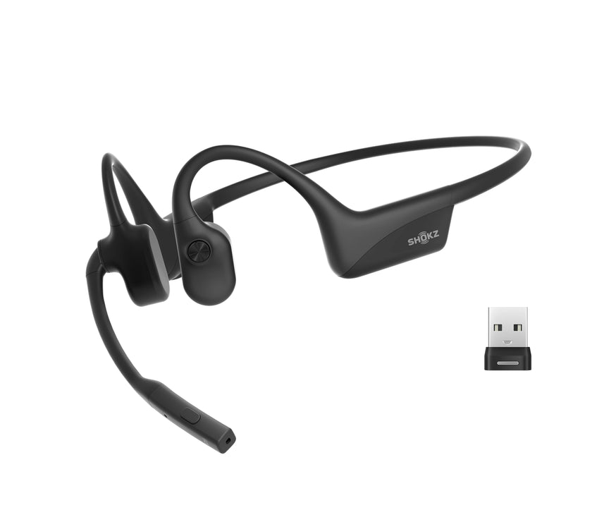 SHOKZ OpenComm2 UC Bluetooth with Type C Charging Port & USB-A Adapter