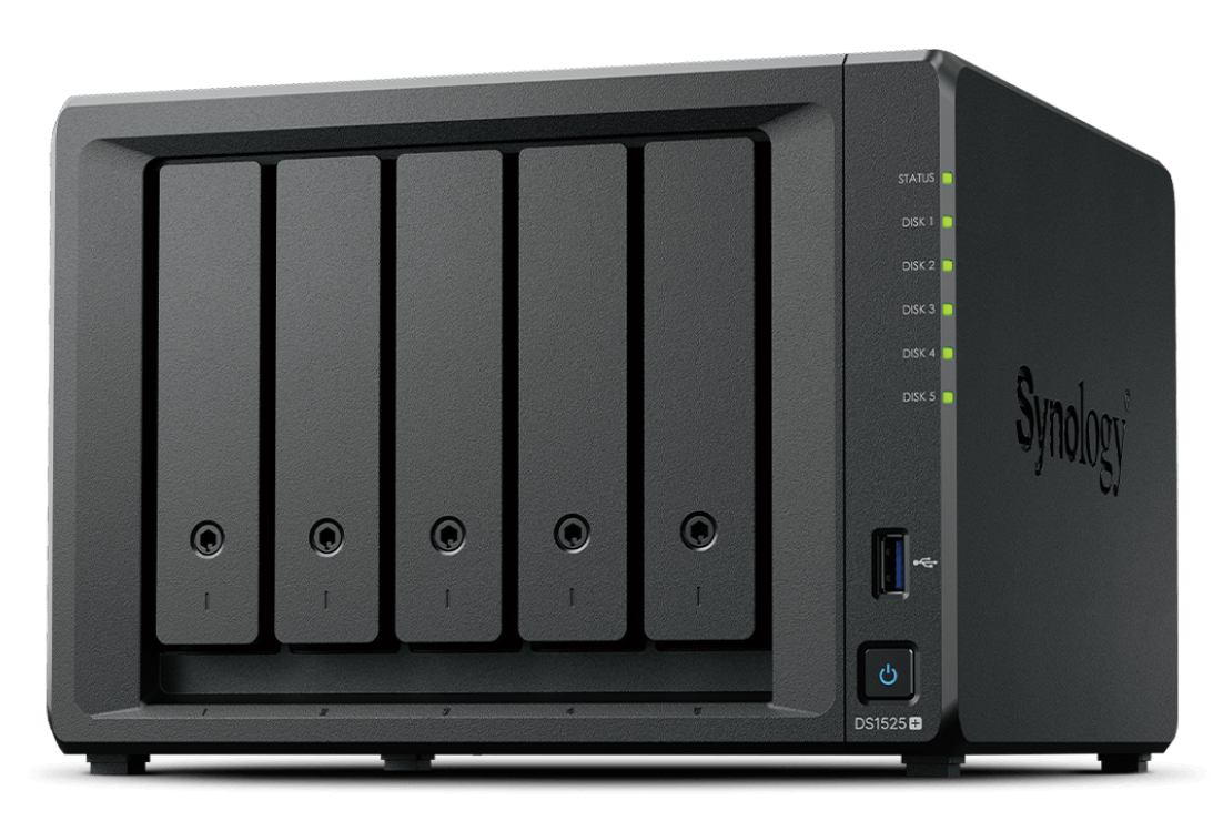 Synology DiskStation DS1525+ 100TB NAS Bundle (5 × 20TB Synology HAT5310 Enterprise SATA HDDs)