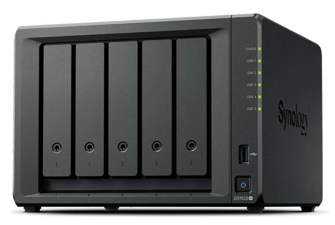 Synology DiskStation DS1525+ 100TB NAS Bundle (5 × 20TB Synology HAT5310 Enterprise SATA HDDs)