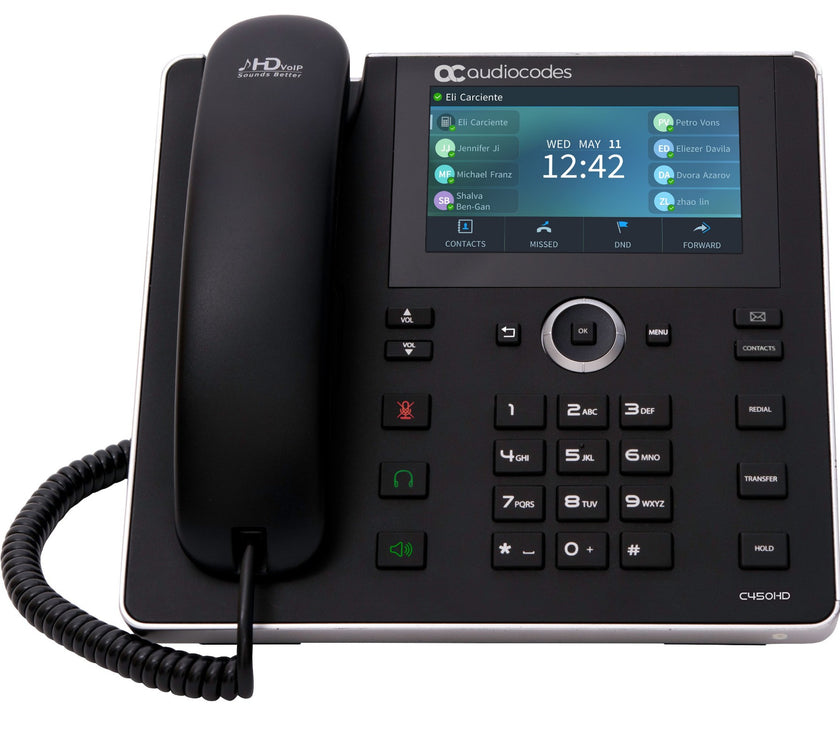 AudioCodes C450HD IP-Phone PoE GbE black with integrated BT and Dual Band Wi-Fi