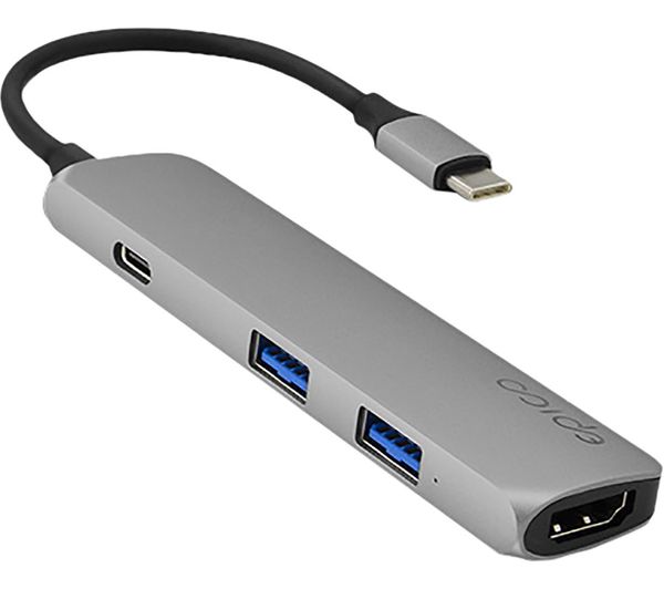 Epico USB-C 6-in-1 Hub with 4K HDMI - Grey/Black