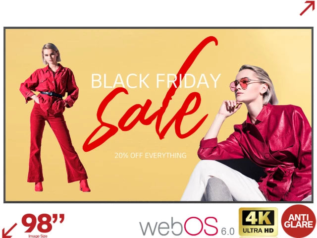 LG 98UM5K 98” 4K Large Format Digital Signage Display with WebOS 6.0