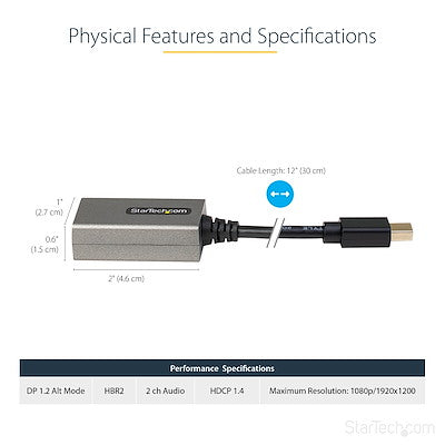 StarTech MINI DISPLAYPORT TO HDMI ADAPTER 1080P