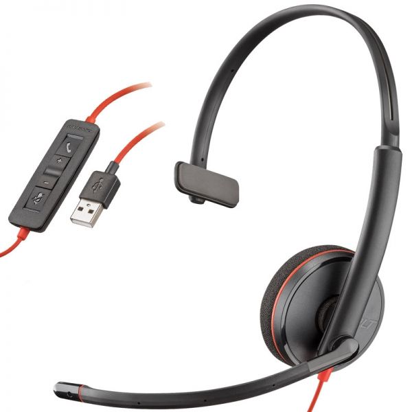 Poly Blackwire 3210 Monaural USB-A Headset (Bulk)