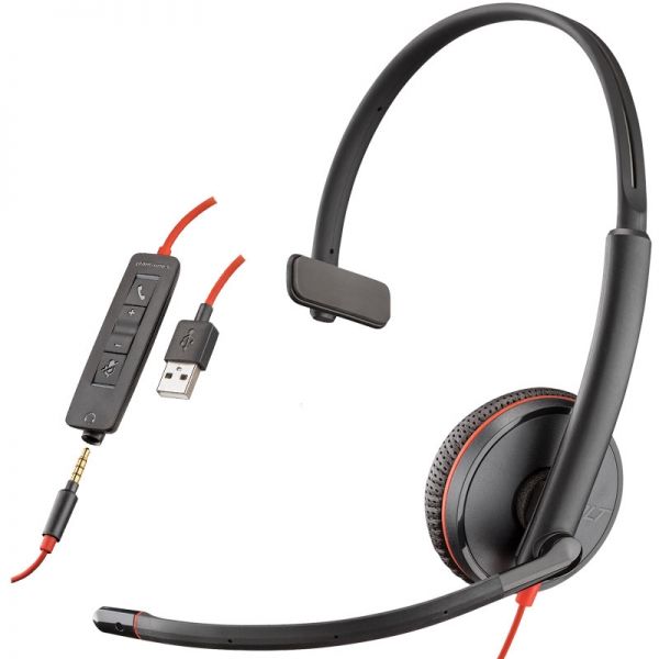 Plantronics Blackwire 3215 Monaural Wired Headset (USB + 3.5mm)