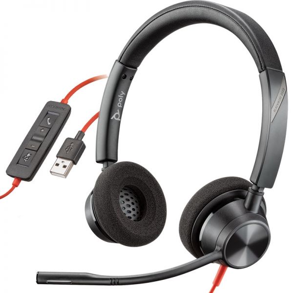 Poly Blackwire 3315 Monaural USB-C Headset +3.5mm Plug +USB-C/A Adapter