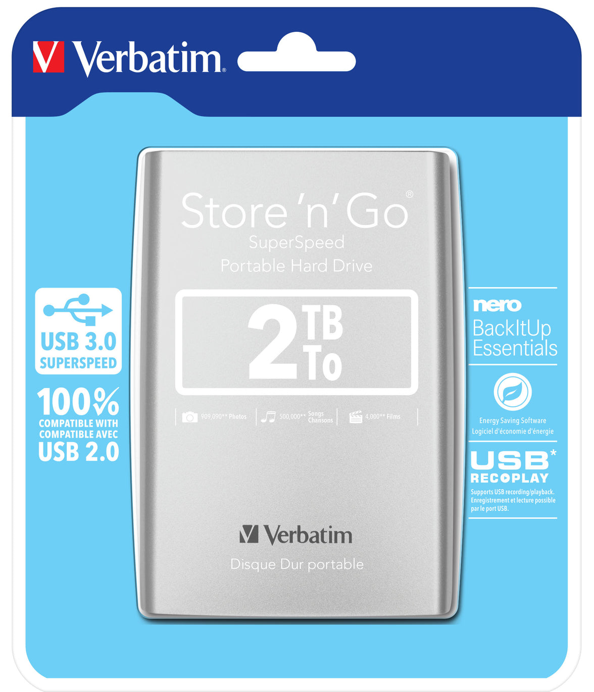 Verbatim Store 'n Go  2TB USB 3.0 Silver