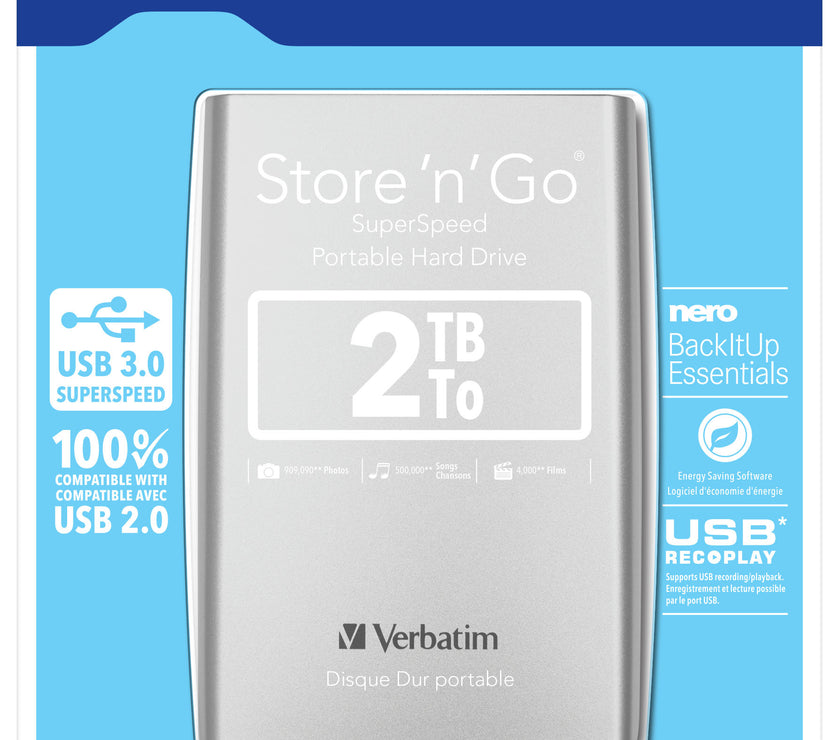 Verbatim Store 'n Go  2TB USB 3.0 Silver
