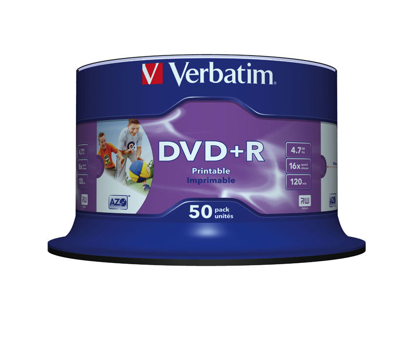 Verbatim DVD+R 16x Wide Printable 50pk