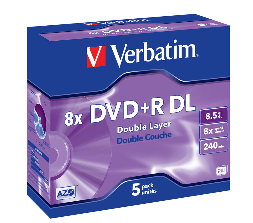 Verbatim DVD+R 8x D/L 5pk JC