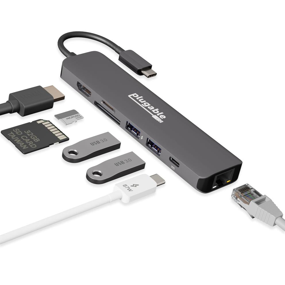 Plugable 7-in-1 USB C Hub with Ethernet