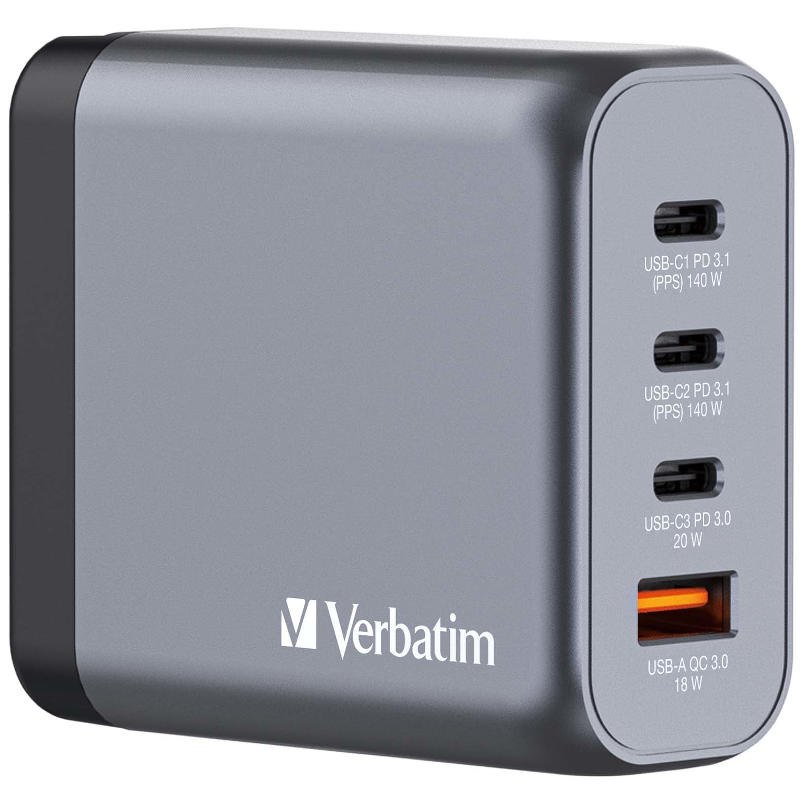 Verbatim GNC-140 GaN Wall Charger 4 140W USB