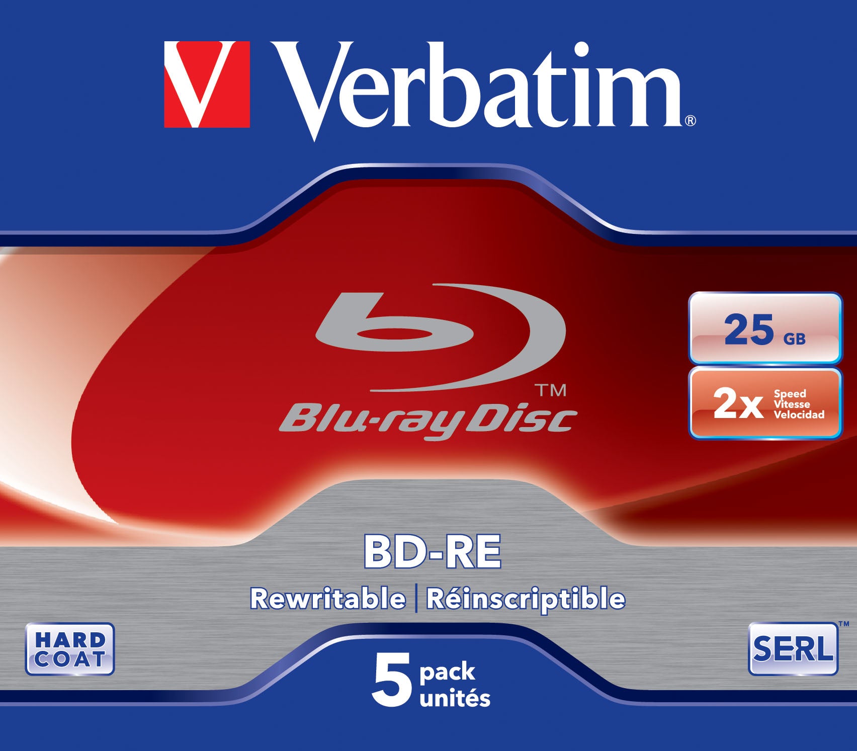 Verbatim BD-RE 2x 25GB Blu-ray 5pk JC