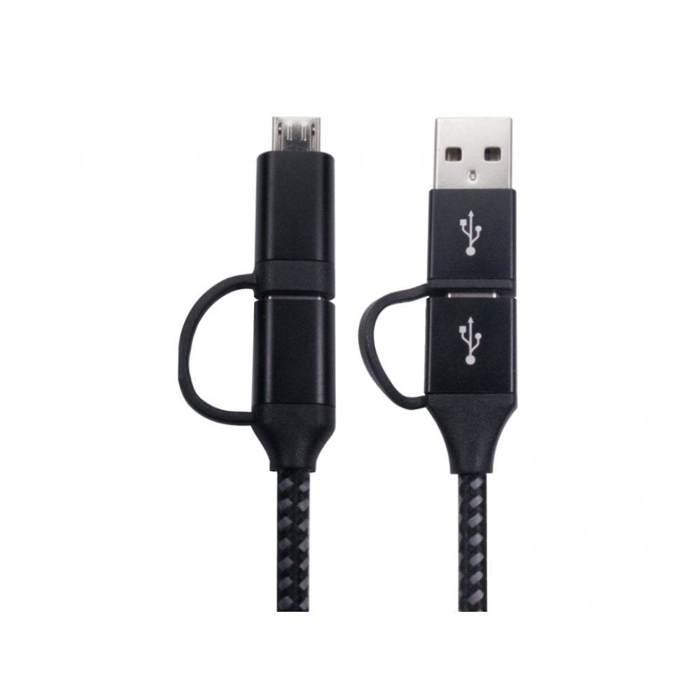CDL 1m USB C/A-C/Mic B Blk Braid