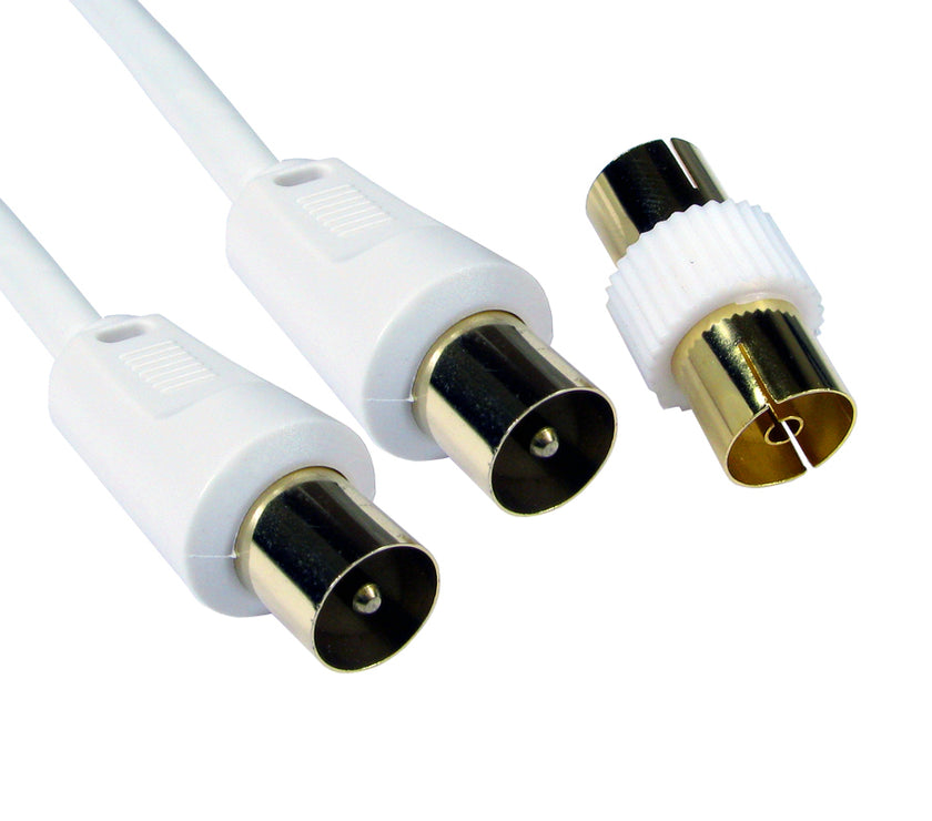 CDL 2m TV Cable+Female Coup -White