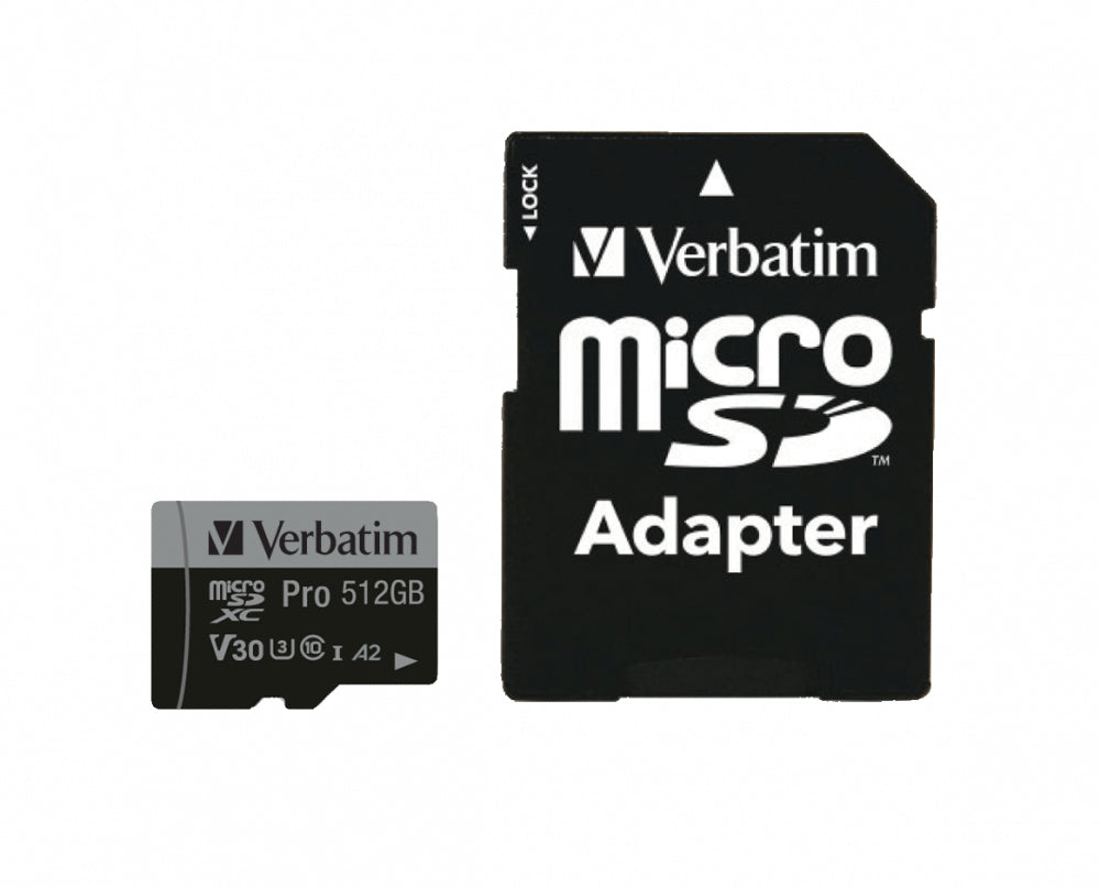 Verbatim PRO MicroSDXC 512GB inc Adapter