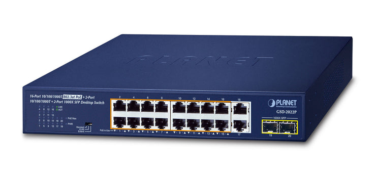 16P Sw Gb PoE+ SFP 185W