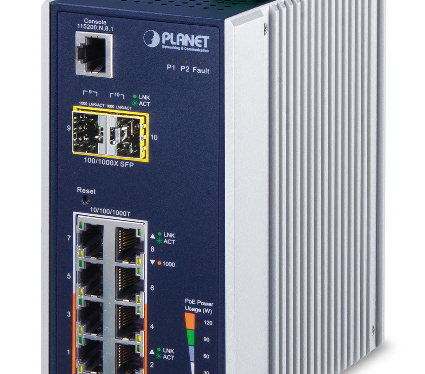 8P Ind Mngd Sw Gb PoE+ SFP 144W