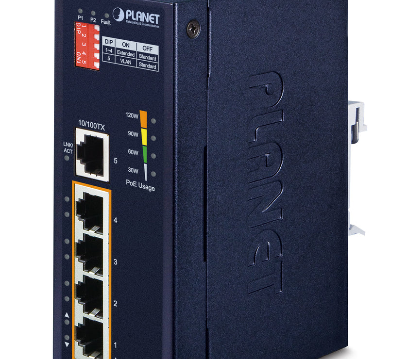 5P Ind Sw 10/100 PoE+ 120W