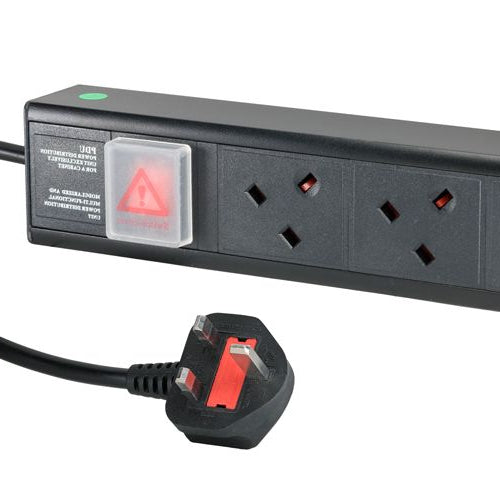 Cablenet 6 Way UK Horizontal 1u PDU with UK 3m Feed