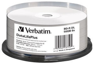 Verbatim BD-R DL 50GB 6X Printable 25pk