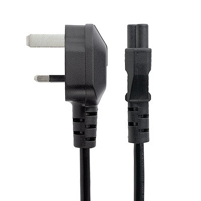 1m Laptop Power Cord - 3 Slot for UK - BS-1363 to C5 Clover Leaf Power Cable Lead
