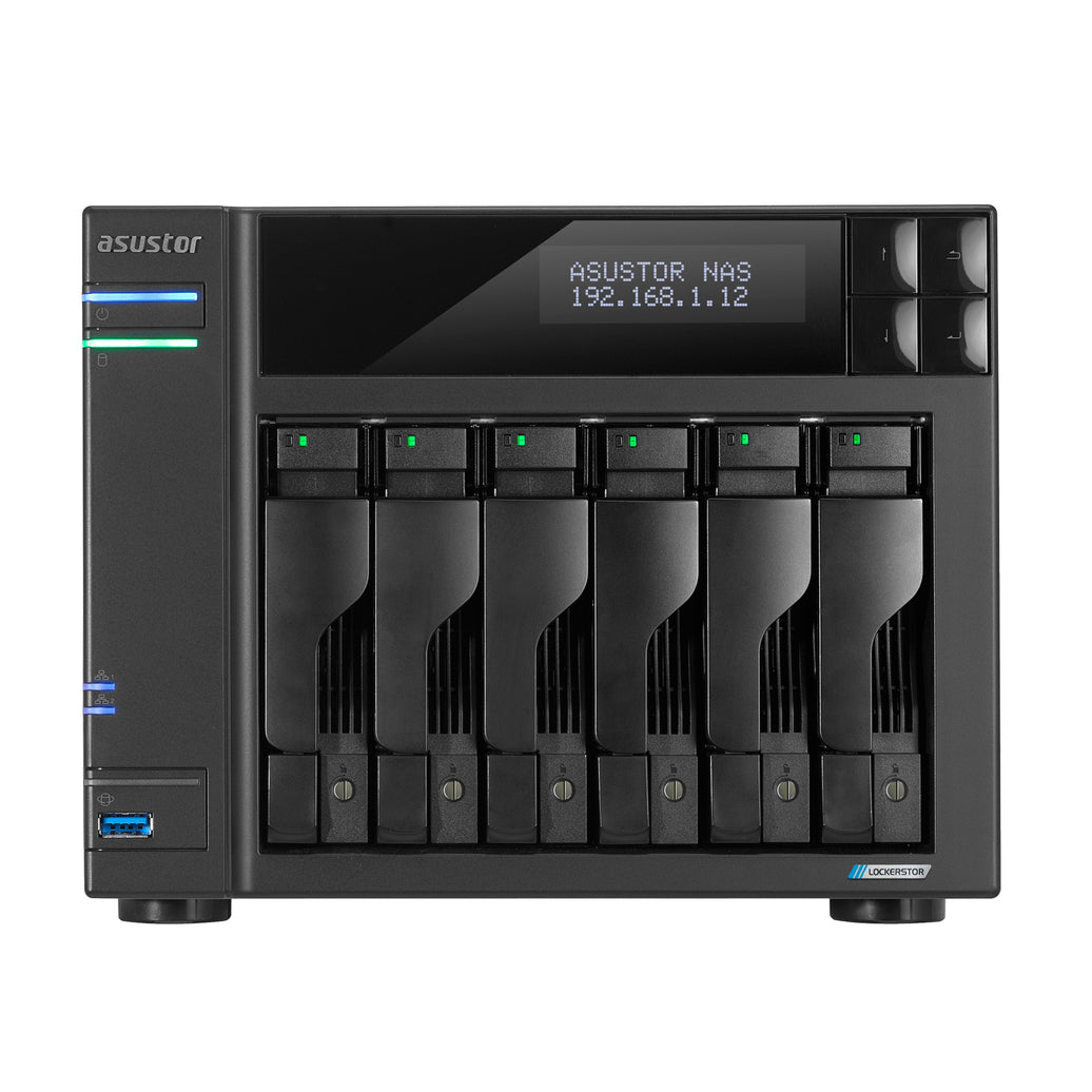 Asustor Lockerstor 6 Gen2+ AS6706T v2 6 Bay NAS Quad-Core 2.0GHz CPU Dual 5GbE Ports 8GB RAM DDR4