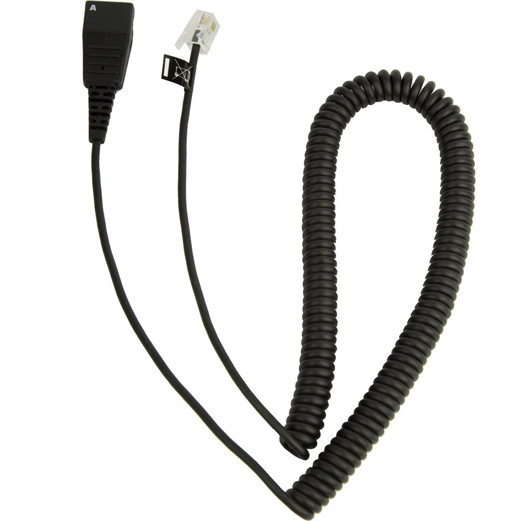 Jabra QD Cord to RJ9 Curly 05 Metre e.g. for Lucent Callmaster V VI Cisco 79xx and PLX A22
