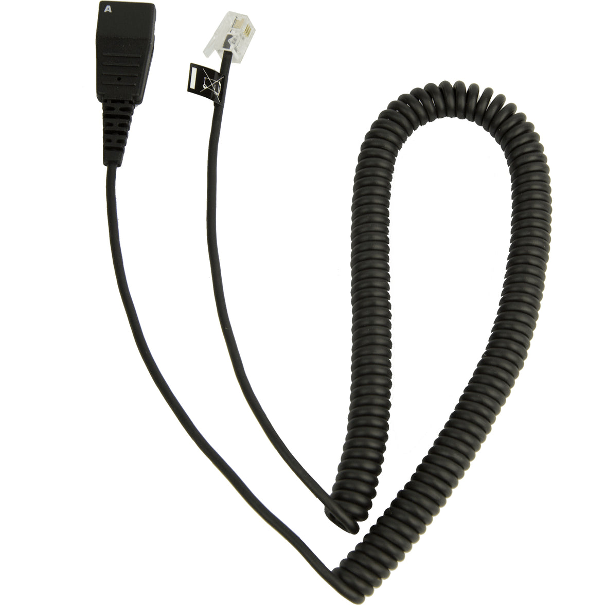 Jabra QD Cord to RJ9 Curly 05 Metre e.g. for Lucent Callmaster V VI Cisco 79xx and PLX A22