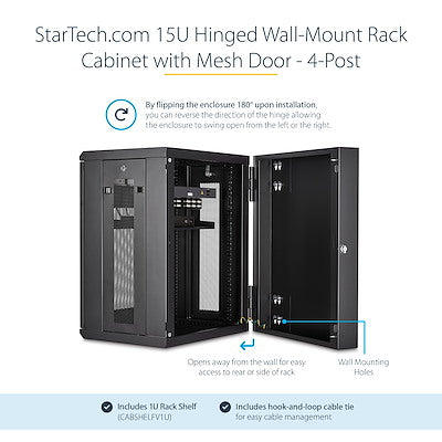 Startech 15U Wall Mount Rack Cabinet with Hinge