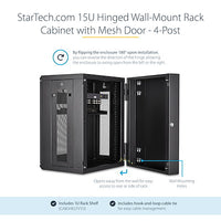 Startech 15U Wall Mount Rack Cabinet with Hinge