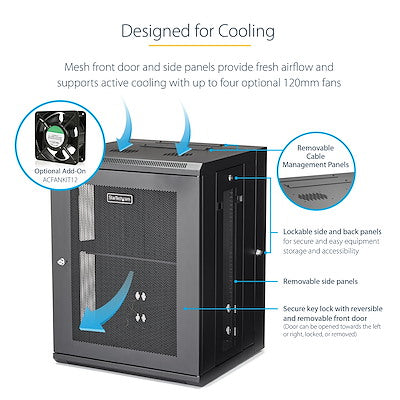 Startech 15U Wall Mount Rack Cabinet with Hinge