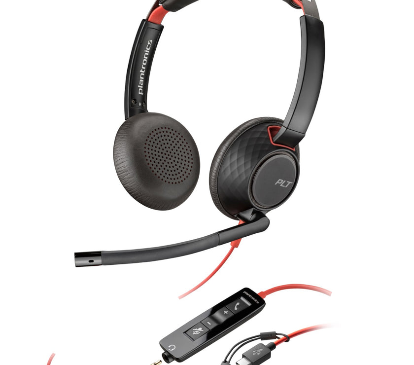 Poly Blackwire 5220 Stereo USB-C Headset +3.5mm Plug +USB-C/A Adapter