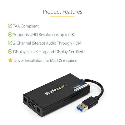 StarTech USB 3.0 TO HDMI ADAPTER - 4K 30HZ VIDEO