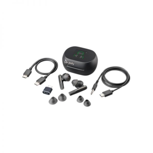 Poly Voyager Free 60+ MS Black USB-A + Touchscreen Charging Case