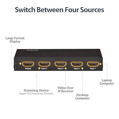 StarTech.com 4-Port HDMI Switch - 4K60