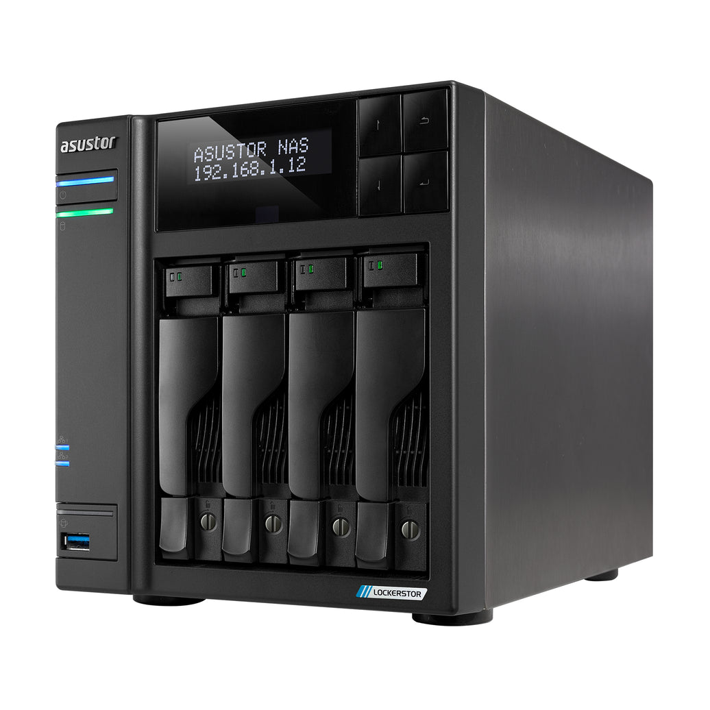 Asustor Lockerstor 4 Gen2+ AS6704T v2 4 Bay NAS Quad-Core 2.0GHz CPU Dual 5GbE Ports 4GB RAM DDR4