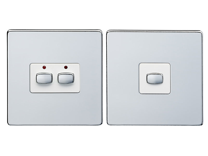 MiHome Smart Polished Chrome 2 Gang Light Switch (Two-way)