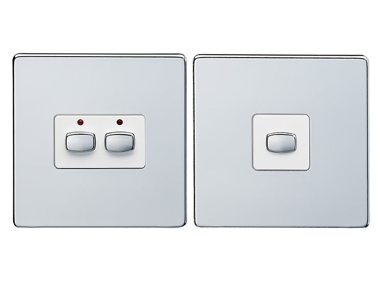MiHome Smart Polished Chrome 2 Gang Light Switch (Two-way)